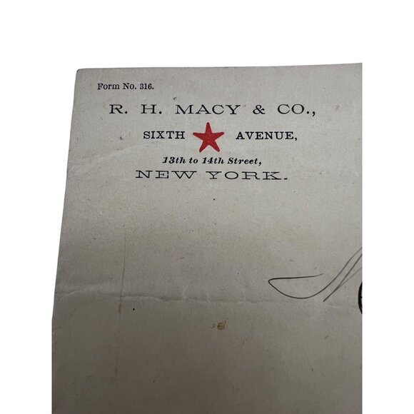 Antique R.H. Macy & Co. Sixth Ave Envelope with 1¢ Blue Stamp 1890s - Picture 3 of 5